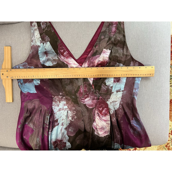 Monsoon Floral Silk Summer Wedding Occasion Dress London V neck Size 16 - Picture 7 of 8